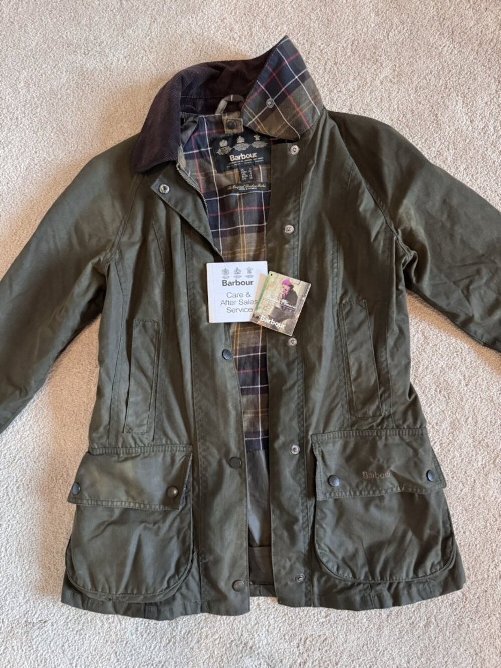 Barbour Womens Wax Jacket Oliver Green US2 UK6 Classic Beadnell Field Country - Picture 2 of 13